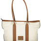 Beige Cotton Women Handbag