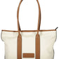 Beige Cotton Women Handbag
