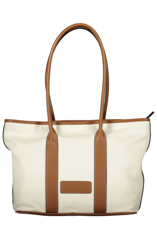 Beige Cotton Women Handbag