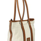 Beige Cotton Women Handbag