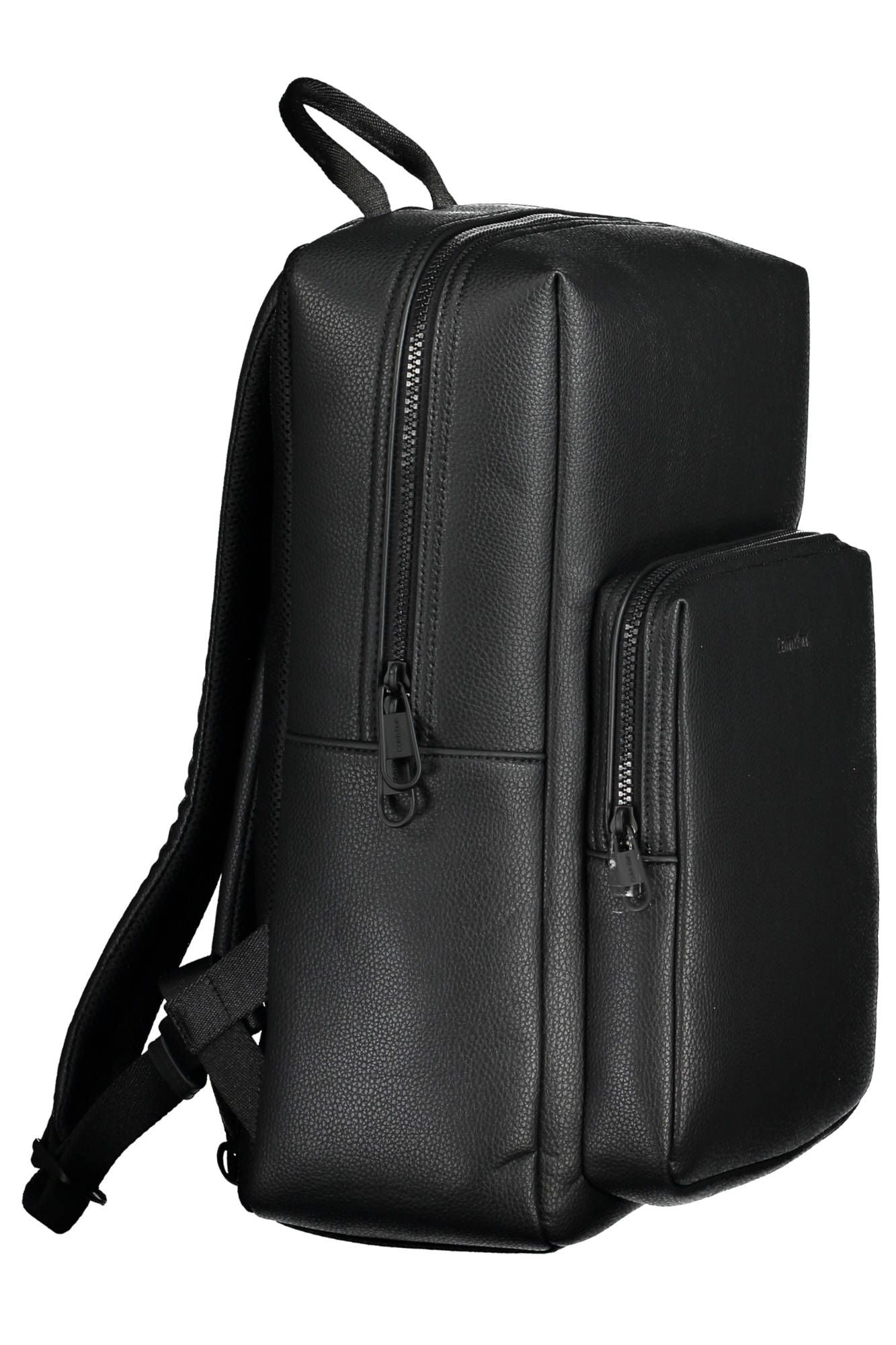 Black Polyester Men Backpack