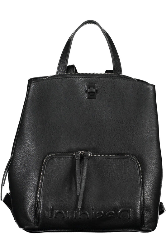 Black Polyurethane Women Backpack