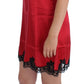 Red Silk Lace Chemise Dress