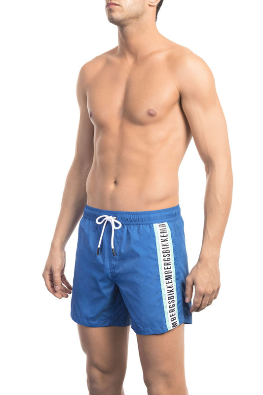Blue Polyamide Men Swim Short