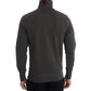 Elegant Gray Half-Zip Cotton Sweater