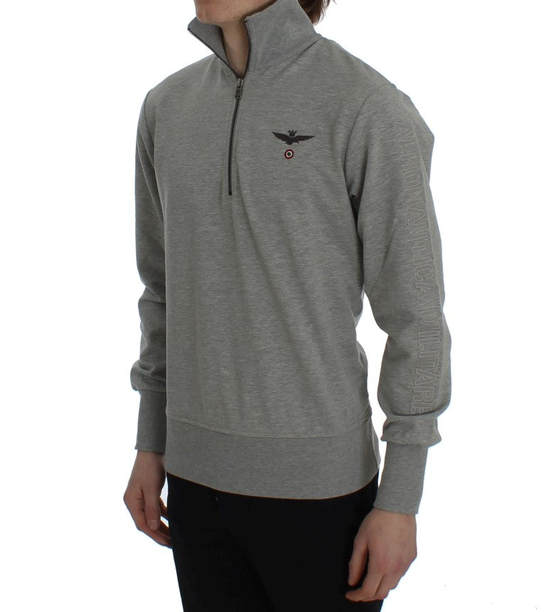 Elegant Half-Zip Gray Sweater for Men