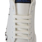 Elegant White and Blue Leather Sneakers