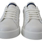 Elegant White and Blue Leather Sneakers