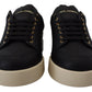 Elegant Black Leather Low Top Sneakers