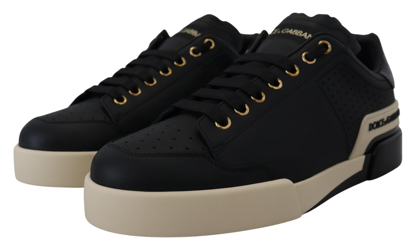 Elegant Black Leather Low Top Sneakers