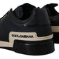 Elegant Black Leather Low Top Sneakers