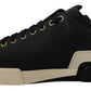 Elegant Black Leather Low Top Sneakers