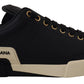 Elegant Black Leather Low Top Sneakers