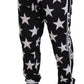 Star Print Casual Sweatpants with Logo Detail