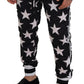 Star Print Casual Sweatpants with Logo Detail