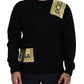Elegant Gold-Embroidered Black Wool Sweater