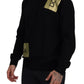 Elegant Gold-Embroidered Black Wool Sweater