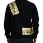 Elegant Gold-Embroidered Black Wool Sweater