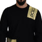 Elegant Gold-Embroidered Black Wool Sweater