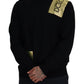 Elegant Gold-Embroidered Black Wool Sweater