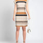 Beige Striped Sleeveless Summer Dress
