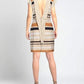 Beige Striped Sleeveless Summer Dress