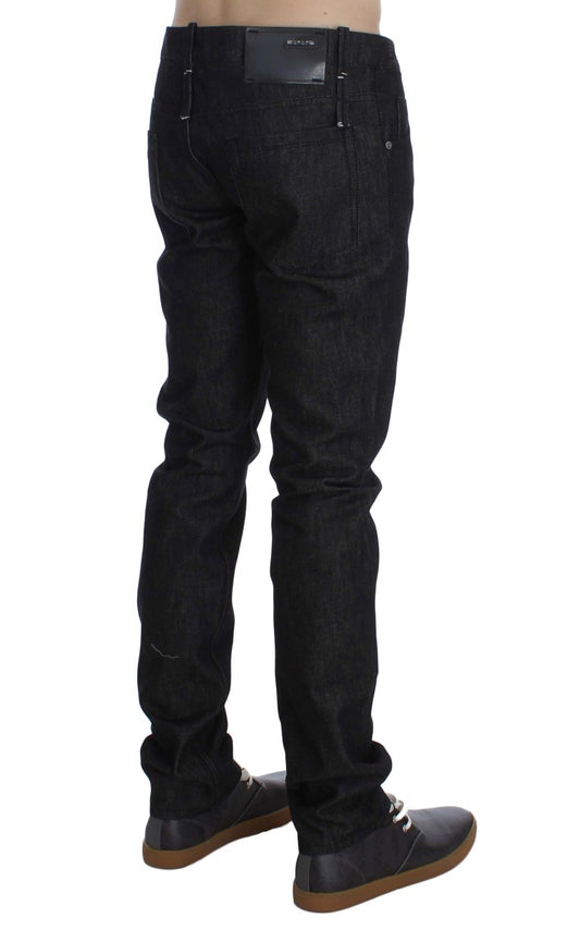 Jet-Black Slim Skinny Fit Cotton Jeans