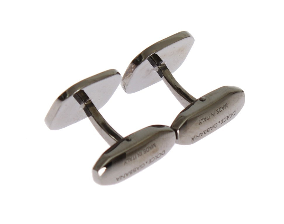 Elegant Silver & Dark Red Cufflinks