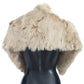 Elegant Alpaca Fur Shoulder Wrap in Beige