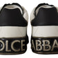 White and Gray Designer Leather Sneakers