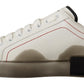 White and Gray Designer Leather Sneakers
