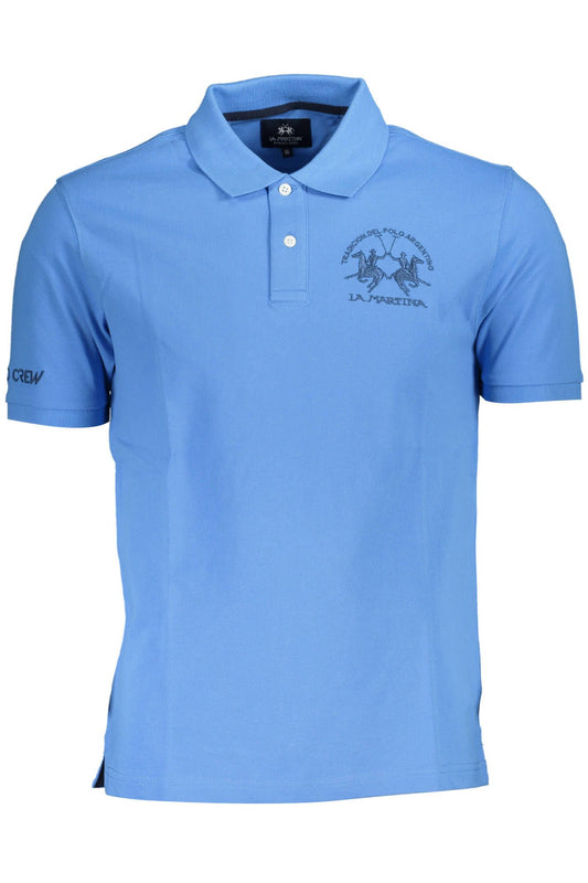 Light Blue Cotton Men Polo Shirt