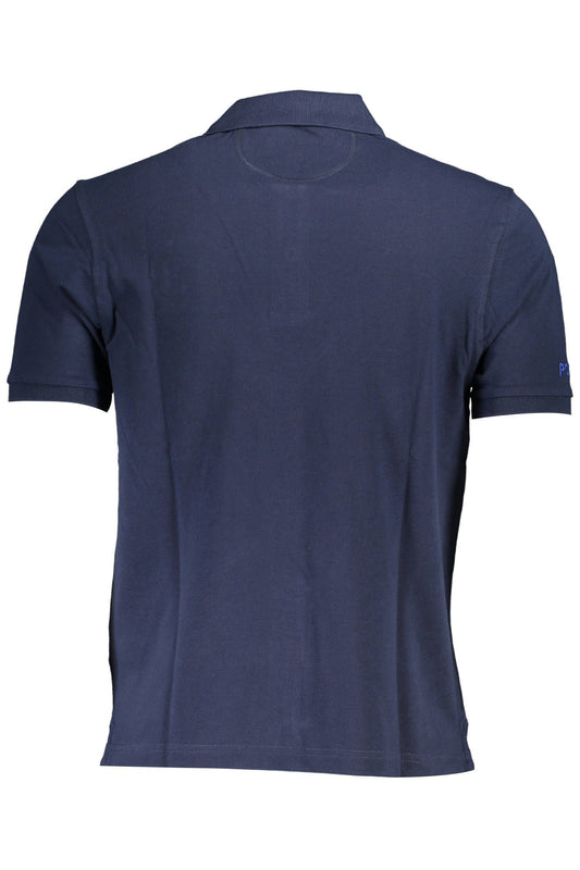 Blue Cotton Men Polo Shirt