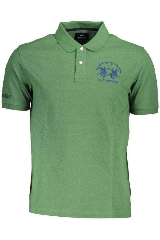 Green Cotton Men Polo Shirt