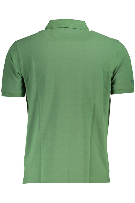 Green Cotton Men Polo Shirt
