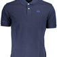 Blue Cotton Men Polo Shirt