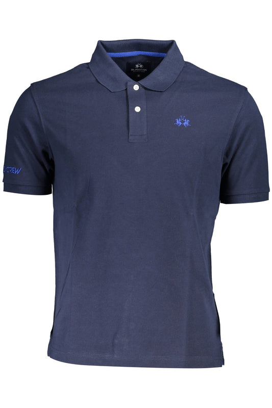Blue Cotton Men Polo Shirt