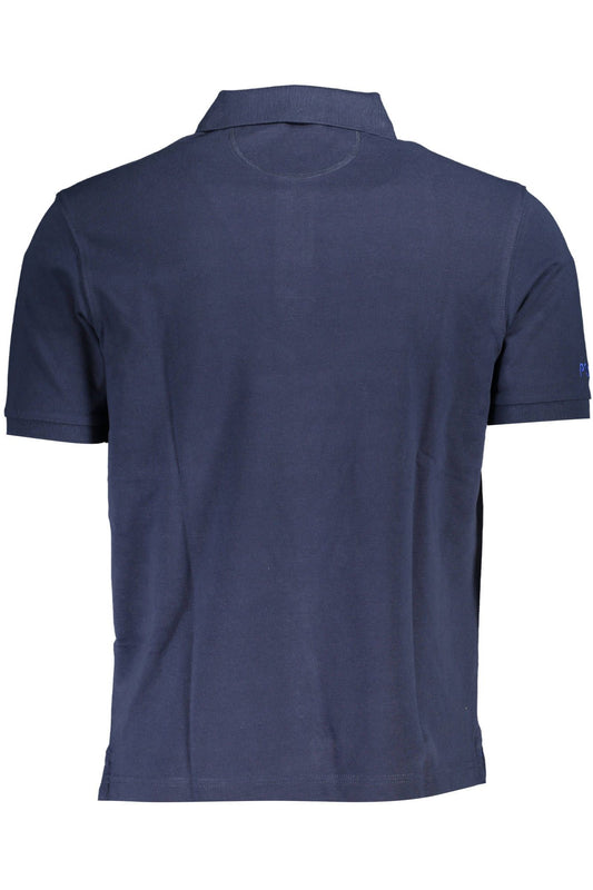 Blue Cotton Men Polo Shirt