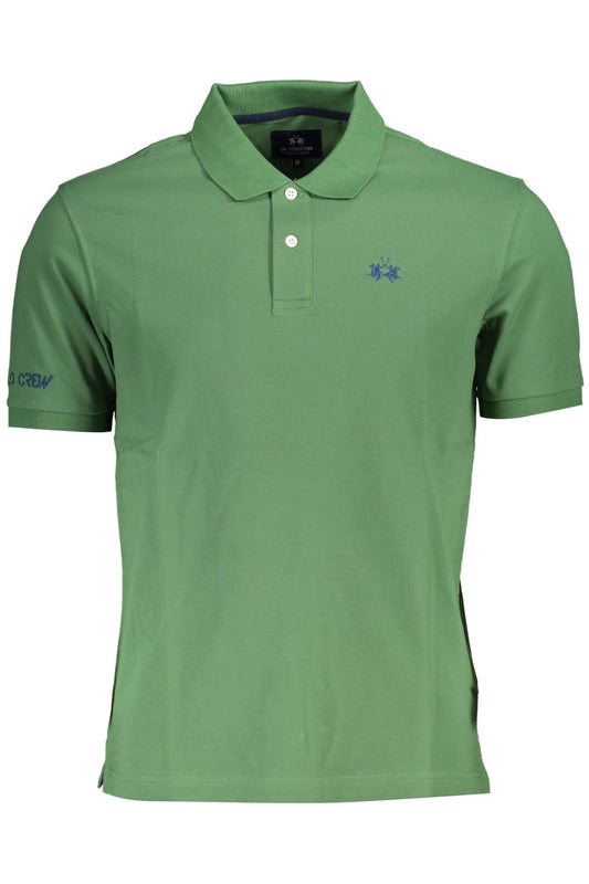 Green Cotton Men Polo Shirt