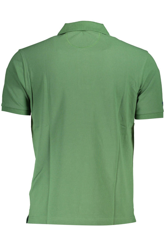 Green Cotton Men Polo Shirt