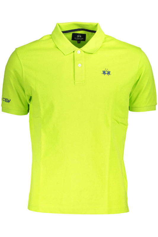 Green Cotton Men Polo Shirt