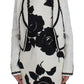Elegant White & Black Floral Brocade Blazer Jacket