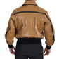 Elegant Dark Camel Zip Blouson Jacket