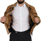 Elegant Dark Camel Zip Blouson Jacket