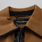 Elegant Dark Camel Zip Blouson Jacket