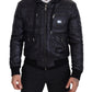 Elegant Black Bomber Jacket with Hood