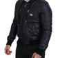 Elegant Black Bomber Jacket with Hood