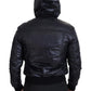 Elegant Black Bomber Jacket with Hood