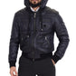 Elegant Black Bomber Jacket with Hood