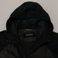 Sleek Leather Hooded Bomber Jacket